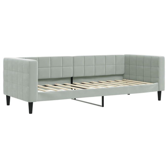 Pat de zi cu extensie și sertare, gri deschis 80x200 cm catifea WALTI
