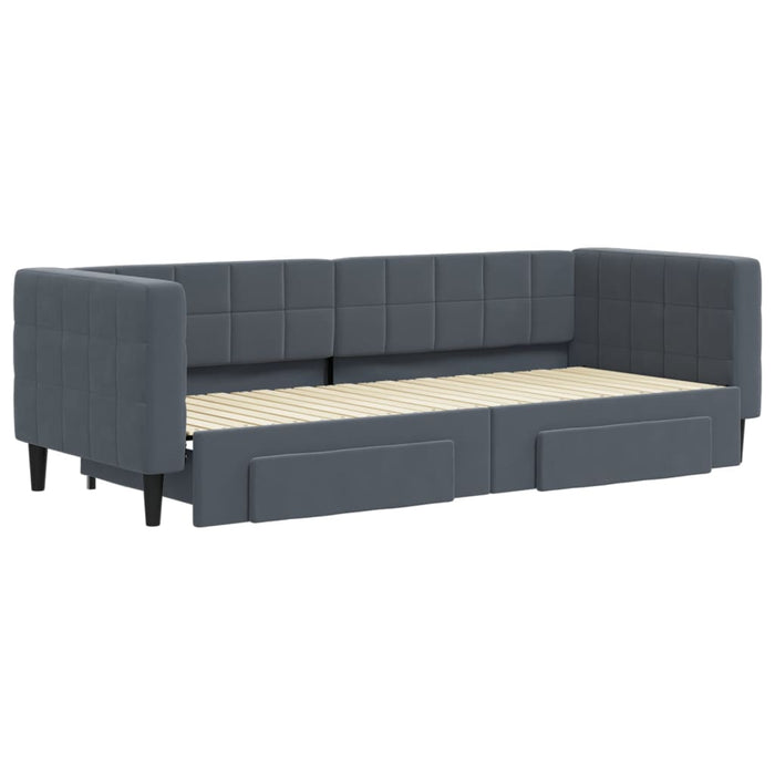 Pat de zi cu extensie și sertare gri închis 80x200 cm catifea - WALTI WALTI