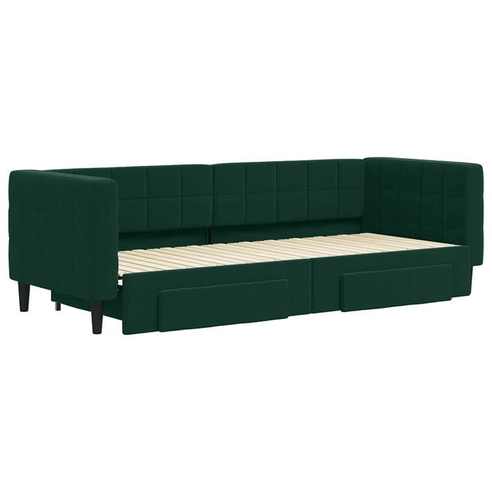 Pat de zi cu extensie și sertare verde închis 80x200 cm catifea WALTI