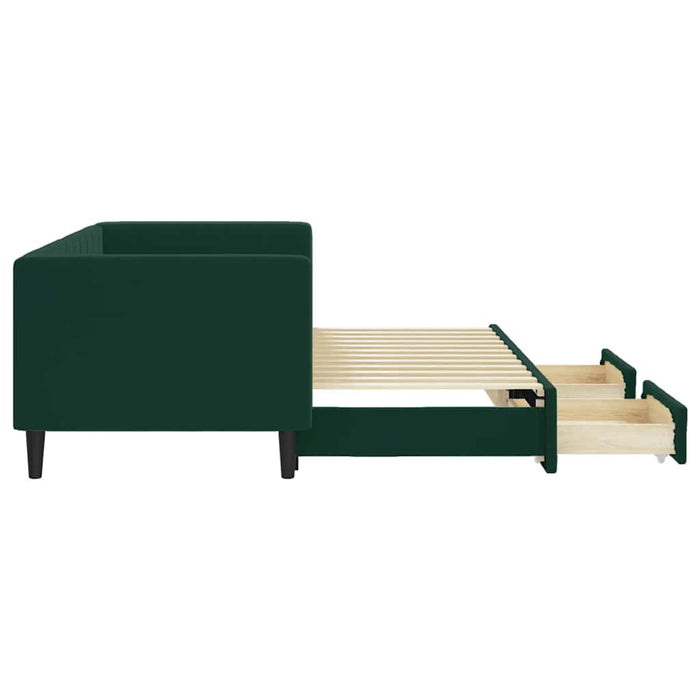 Pat de zi cu extensie și sertare verde închis 80x200 cm catifea WALTI