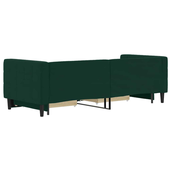 Pat de zi cu extensie și sertare verde închis 80x200 cm catifea WALTI