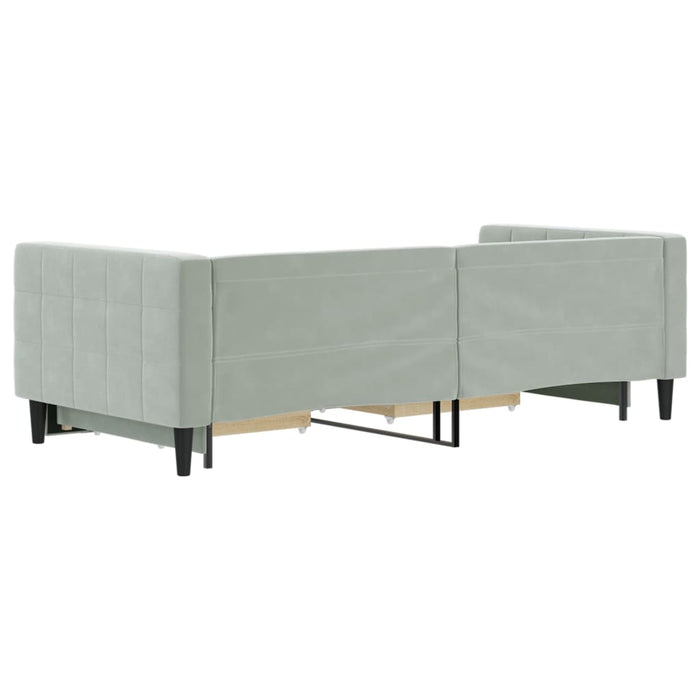 Pat de zi cu extensie și sertare, gri deschis 90x200 cm catifea - WALTI WALTI