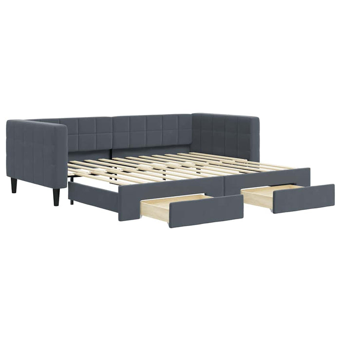 Pat de zi cu extensie și sertare gri închis 90x200 cm catifea - WALTI WALTI