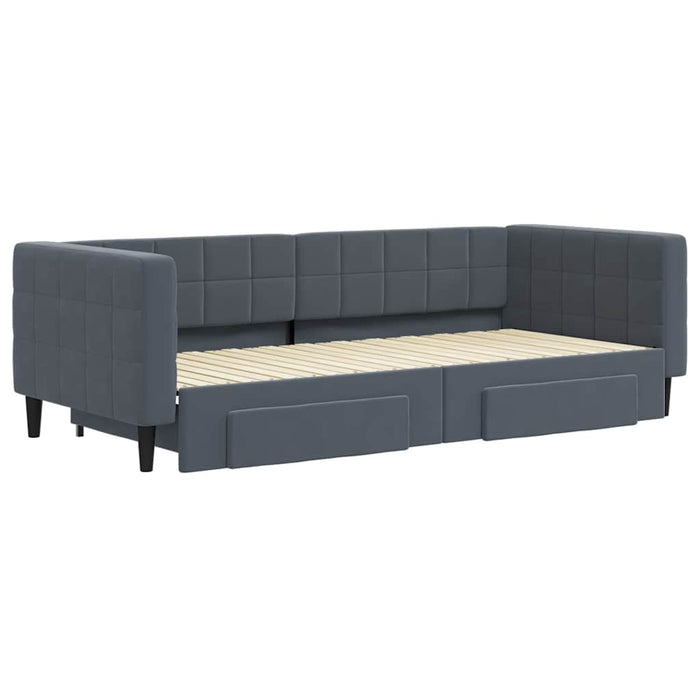 Pat de zi cu extensie și sertare gri închis 90x200 cm catifea - WALTI WALTI