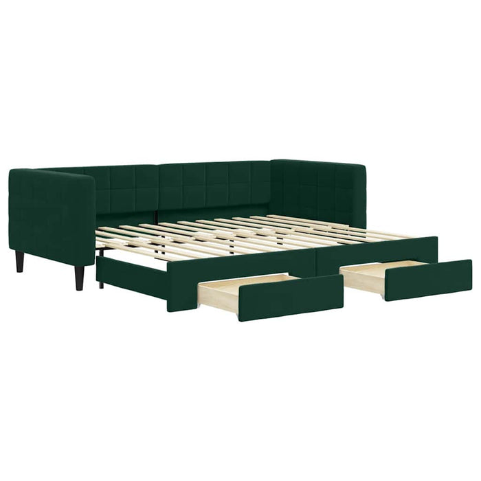 Pat de zi cu extensie și sertare verde închis 90x200 cm catifea - WALTI WALTI