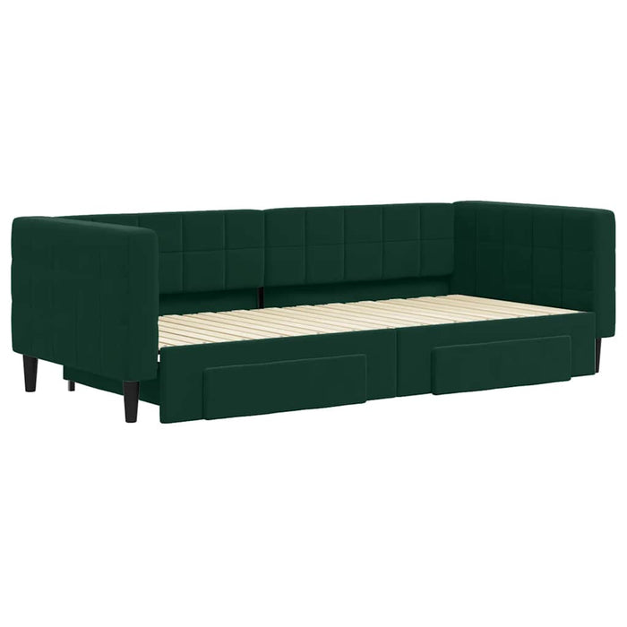 Pat de zi cu extensie și sertare verde închis 90x200 cm catifea - WALTI WALTI