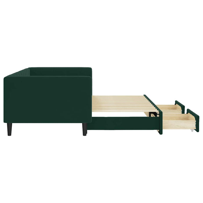 Pat de zi cu extensie și sertare verde închis 90x200 cm catifea - WALTI WALTI