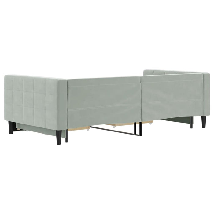 Pat de zi cu extensie și sertare gri deschis 100x200 cm catifea - WALTI WALTI