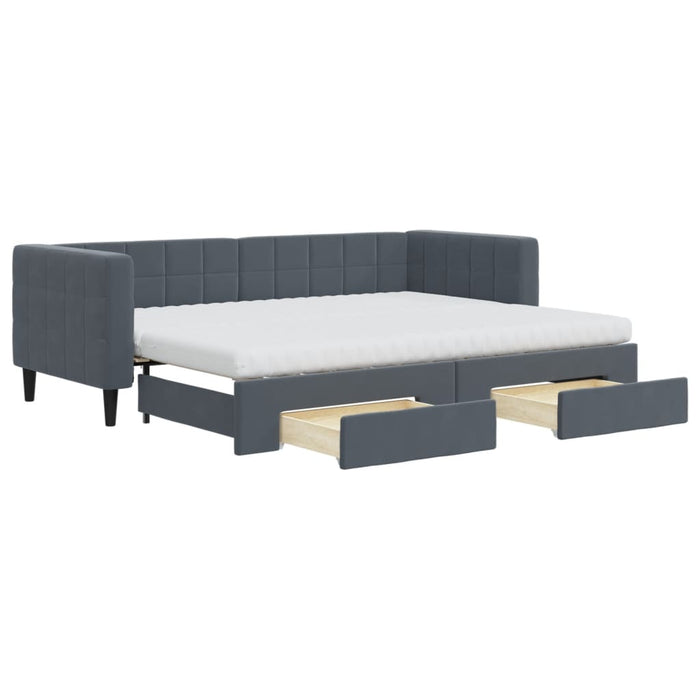 Pat de zi cu extensie și sertare gri închis 80x200 cm catifea - WALTI WALTI