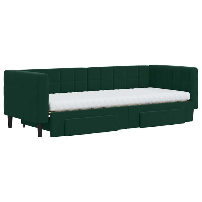 Pat de zi cu extensie și sertare verde închis 80x200 cm catifea WALTI