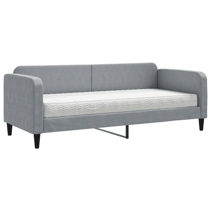 Pat de zi cu saltea, gri deschis, 80x200 cm, textil - WALTI WALTI