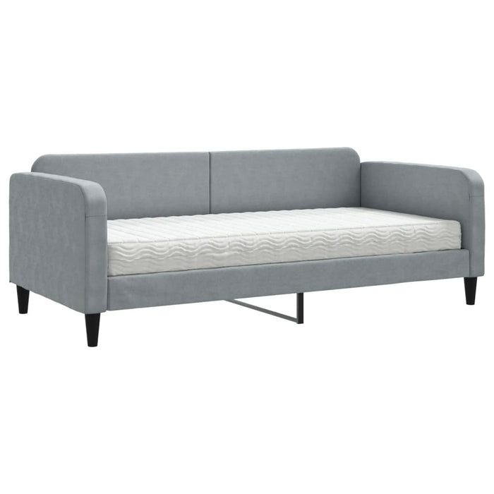 Pat de zi cu saltea, gri deschis, 90x200 cm, textil - WALTI WALTI