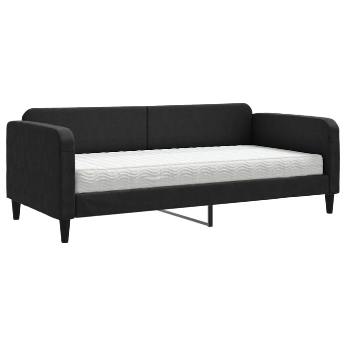 Pat de zi cu saltea, negru, 90x200 cm, textil - WALTI WALTI