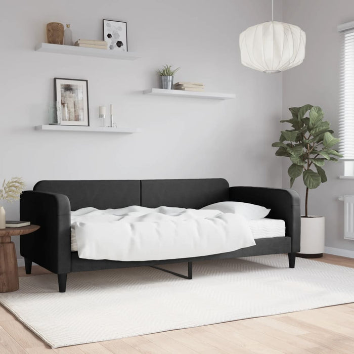 Pat de zi cu saltea, negru, 90x200 cm, textil - WALTI WALTI