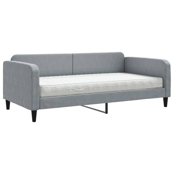 Pat de zi cu saltea, gri deschis, 100x200 cm, textil - WALTI WALTI