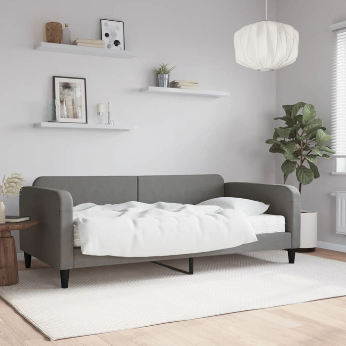 Pat de zi cu saltea, gri închis, 100x200 cm, textil - WALTI WALTI