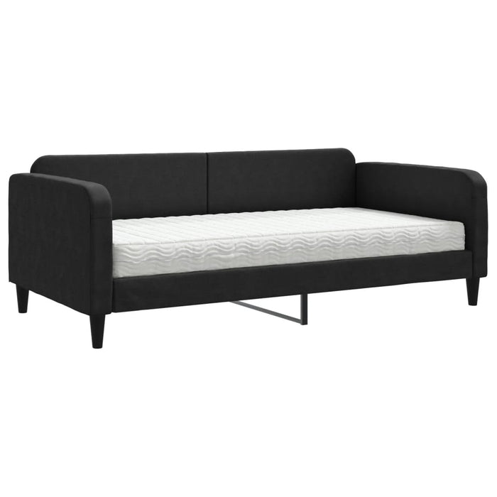Pat de zi cu saltea, negru, 100x200 cm, textil - WALTI WALTI