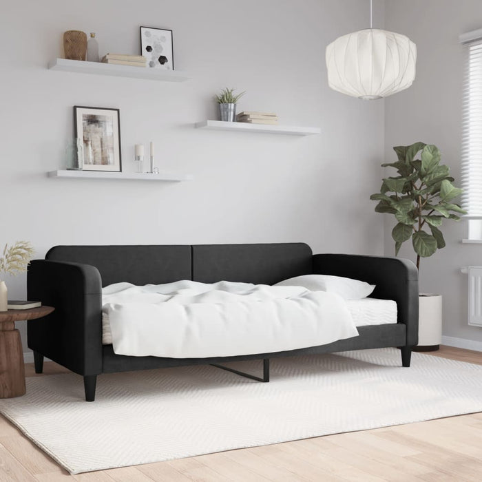 Pat de zi cu saltea, negru, 100x200 cm, textil - WALTI WALTI