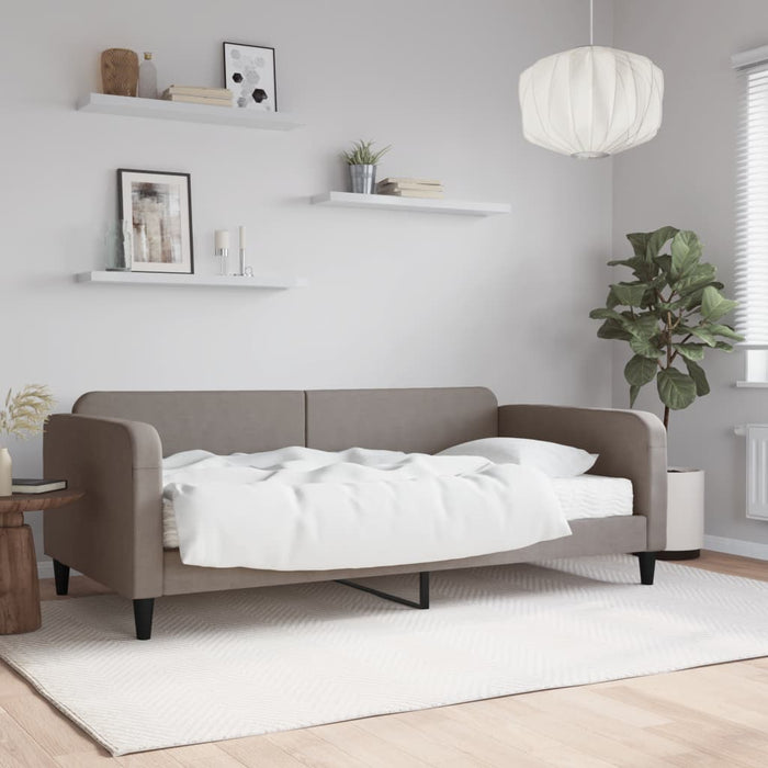 Pat de zi cu saltea, gri taupe, 100x200 cm, textil WALTI