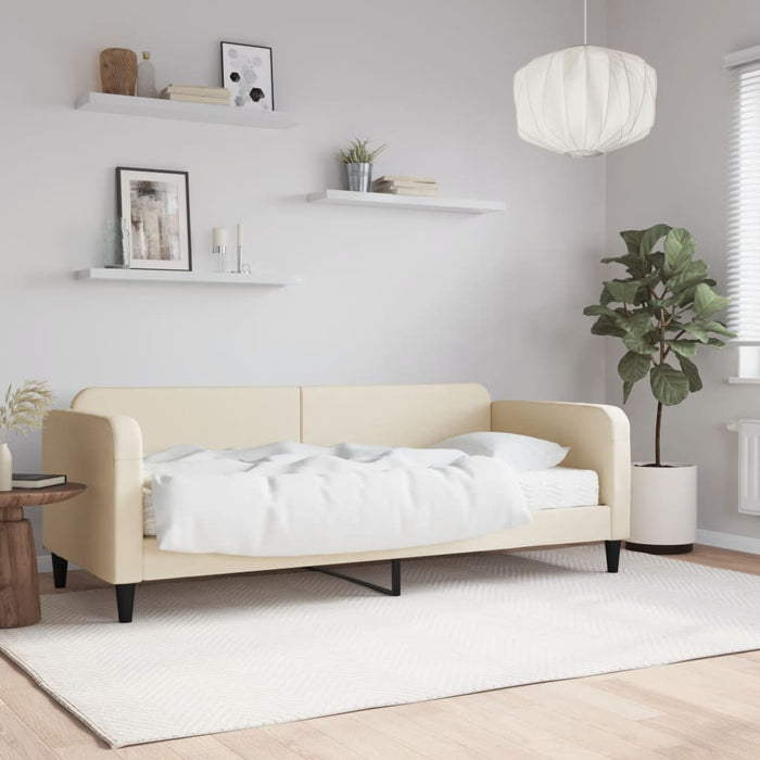Pat de zi cu saltea, crem, 100x200 cm, textil - WALTI WALTI