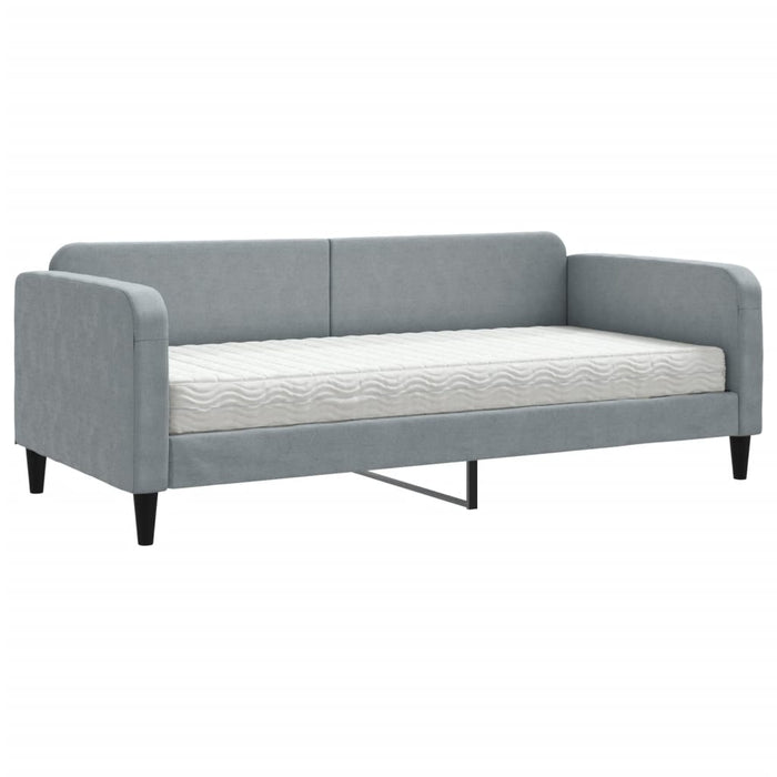 Pat de zi cu saltea, gri deschis, 90x190 cm, textil WALTI