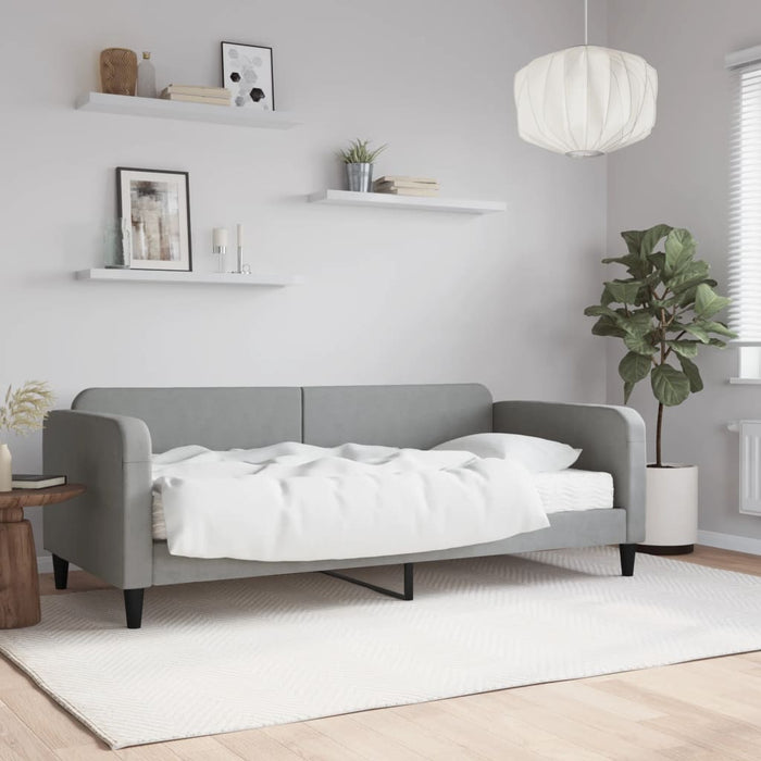 Pat de zi cu saltea, gri deschis, 90x190 cm, textil WALTI