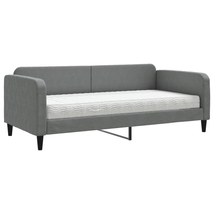 Pat de zi cu saltea, gri închis, 90x190 cm, textil - WALTI WALTI