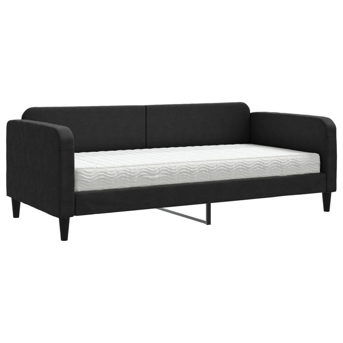 Pat de zi cu saltea, negru, 90x190 cm, textil - WALTI WALTI