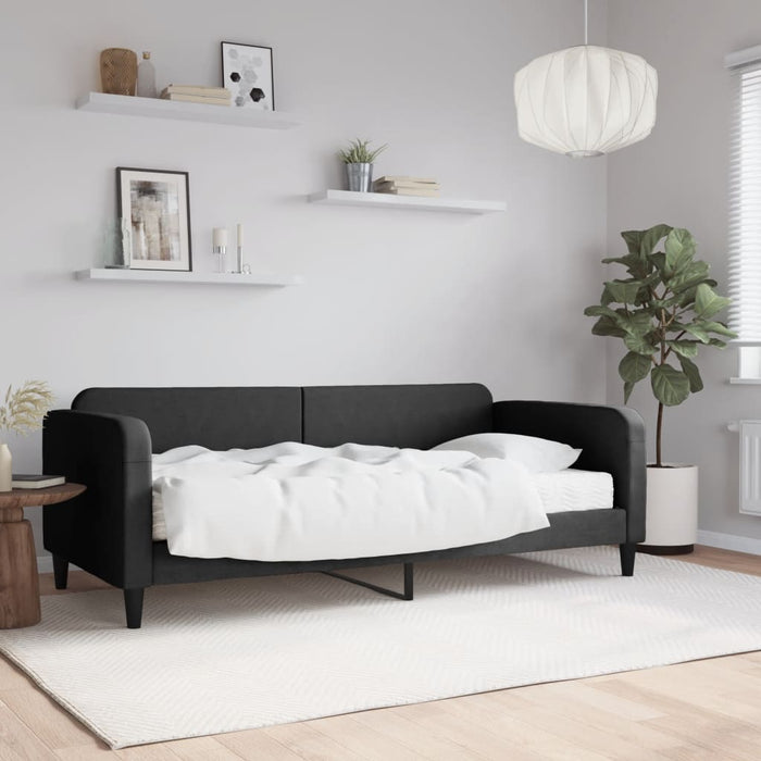 Pat de zi cu saltea, negru, 90x190 cm, textil - WALTI WALTI