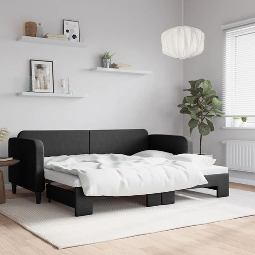 Pat de zi cu extensie, negru, 80x200 cm, textil - WALTI WALTI