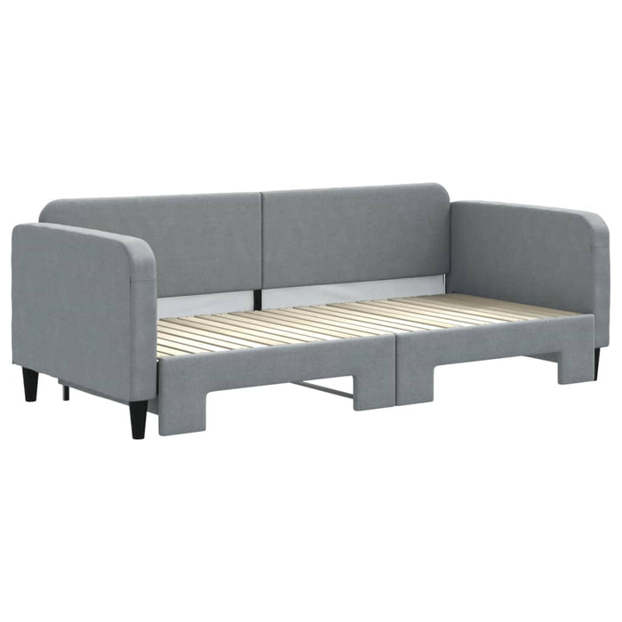Pat de zi cu extensie, gri deschis, 90x200 cm, textil - WALTI WALTI