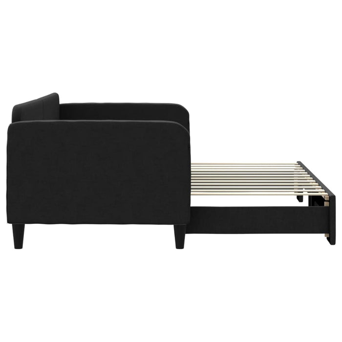 Pat de zi cu extensie, negru, 90x200 cm, textil - WALTI WALTI