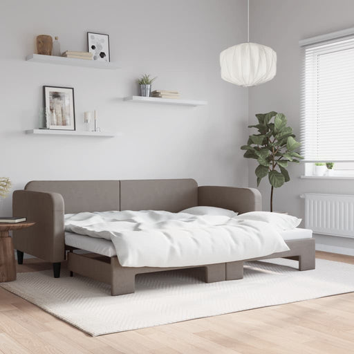 Pat de zi cu extensie, gri taupe, 90x200 cm, textil - WALTI WALTI