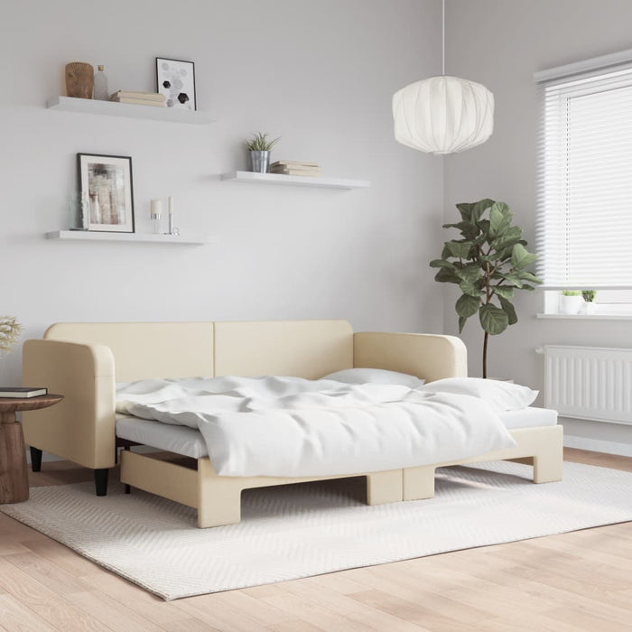 Pat de zi cu extensie, crem, 90x200 cm, textil - WALTI WALTI