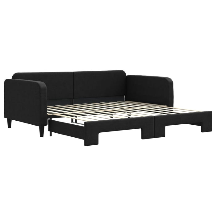 Pat de zi cu extensie, negru, 100x200 cm, textil - WALTI WALTI