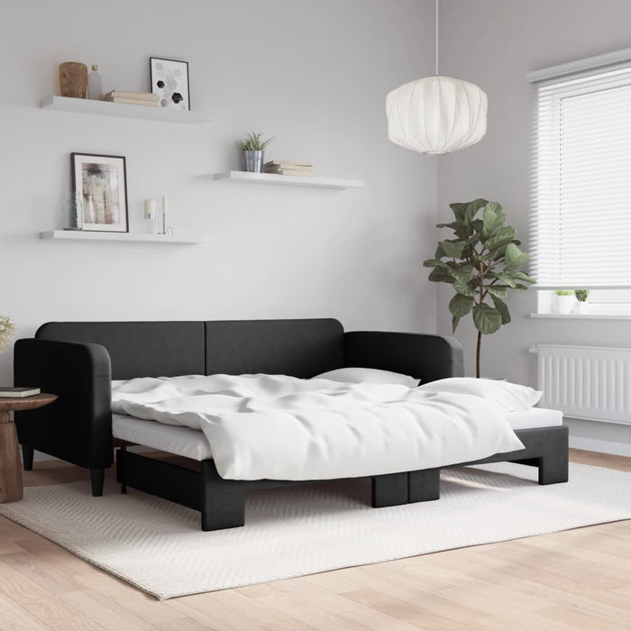 Pat de zi cu extensie, negru, 100x200 cm, textil - WALTI WALTI
