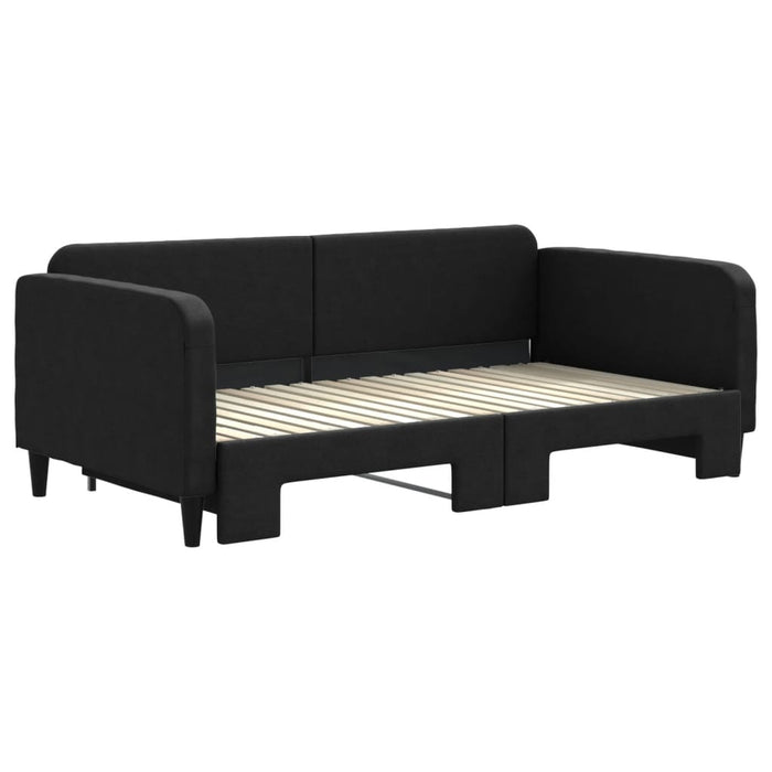 Pat de zi cu extensie, negru, 90x190 cm, textil - WALTI WALTI