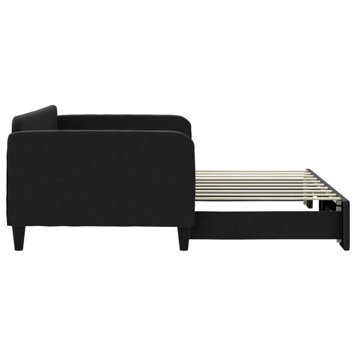 Pat de zi cu extensie, negru, 90x190 cm, textil - WALTI WALTI