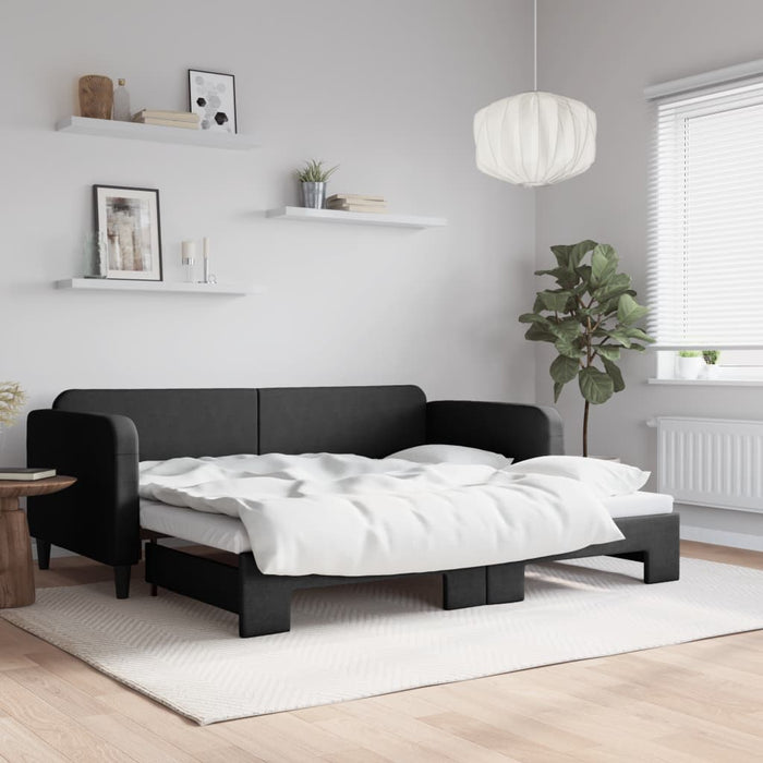 Pat de zi cu extensie, negru, 90x190 cm, textil - WALTI WALTI