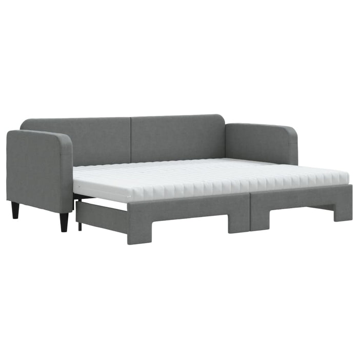 Pat de zi cu extensie și saltele, gri închis, 80x200 cm, textil - WALTI WALTI