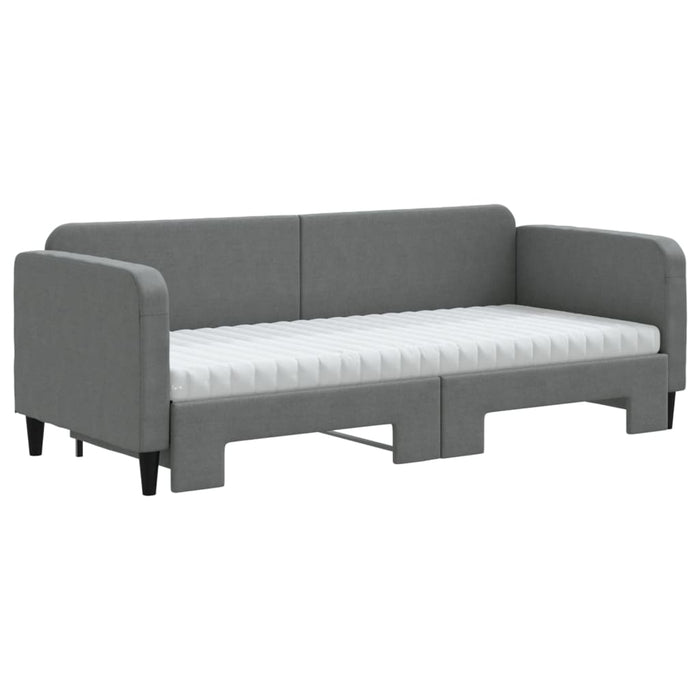Pat de zi cu extensie și saltele, gri închis, 80x200 cm, textil - WALTI WALTI