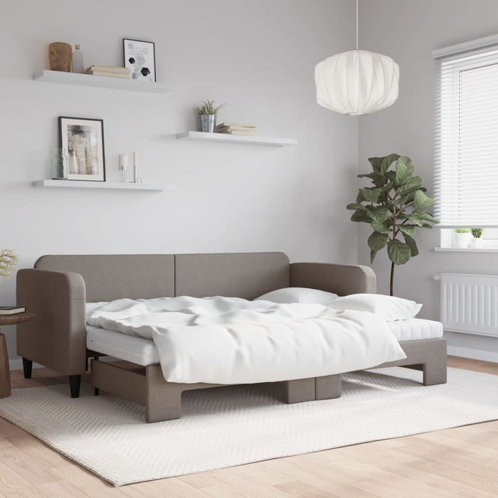 Pat de zi cu extensie și saltele, gri taupe, 80x200 cm, textil - WALTI WALTI