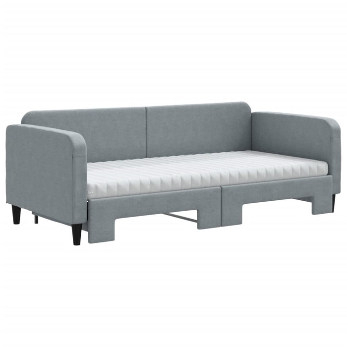 Pat de zi cu extensie și saltele, gri deschis 90x200 cm textil - WALTI WALTI