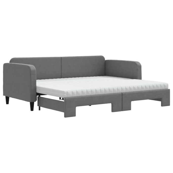 Pat de zi cu extensie și saltele, gri închis, 90x200 cm, textil - WALTI WALTI