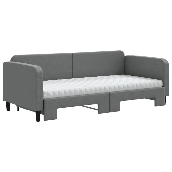 Pat de zi cu extensie și saltele, gri închis, 90x200 cm, textil - WALTI WALTI