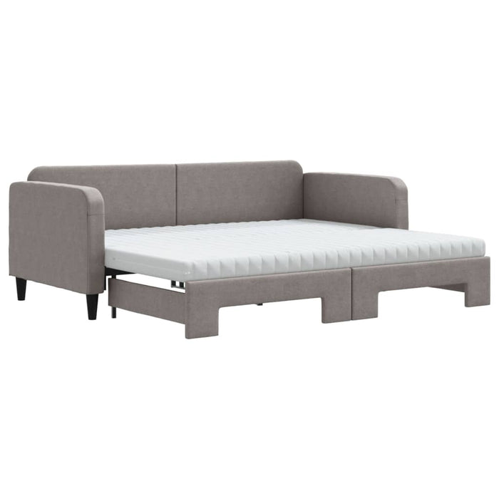Pat de zi cu extensie și saltele, gri taupe, 90x200 cm, textil - WALTI WALTI