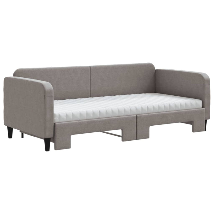 Pat de zi cu extensie și saltele, gri taupe, 90x200 cm, textil - WALTI WALTI