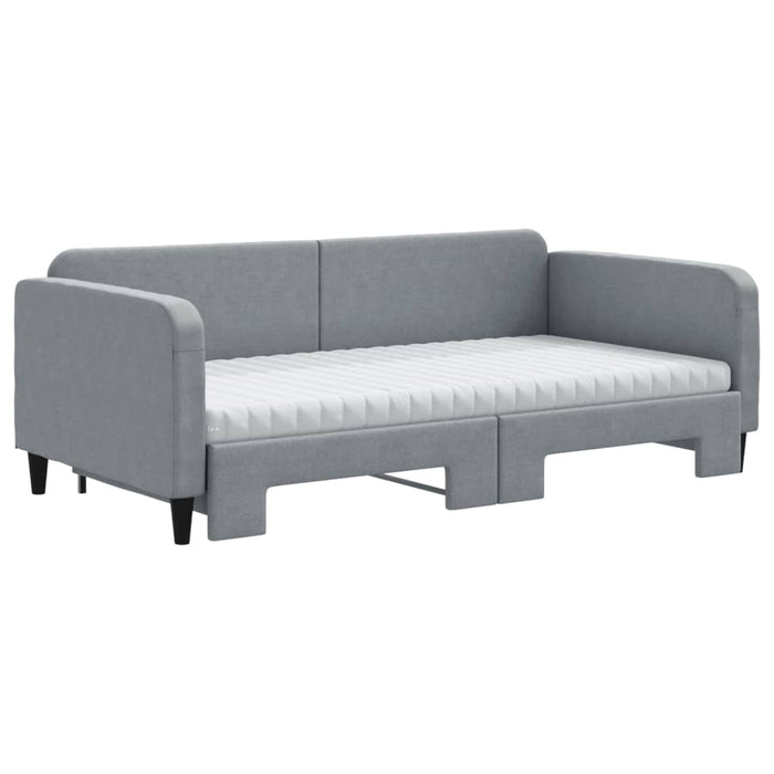 Pat de zi cu extensie și saltele, gri deschis 100x200 cm textil - WALTI WALTI