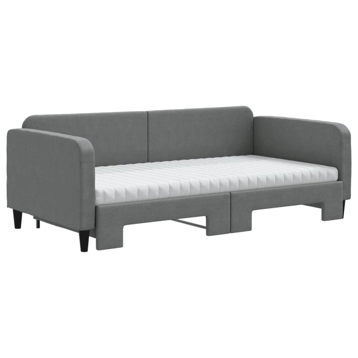 Pat de zi cu extensie și saltele, gri închis, 100x200 cm textil - WALTI WALTI