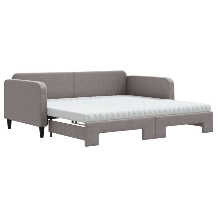 Pat de zi cu extensie și saltele, gri taupe, 100x200 cm, textil - WALTI WALTI